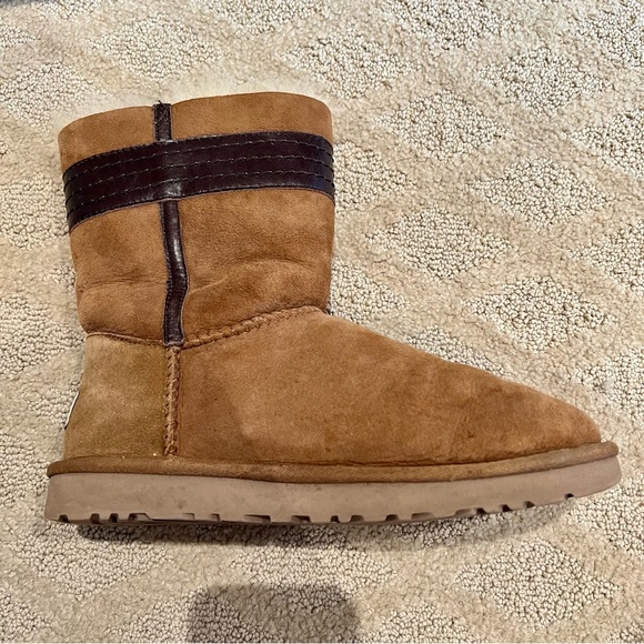 EUC UGG Josette Leather Bow Ankle Sheepskin Suede Boots Booties - Picture 7 of 15